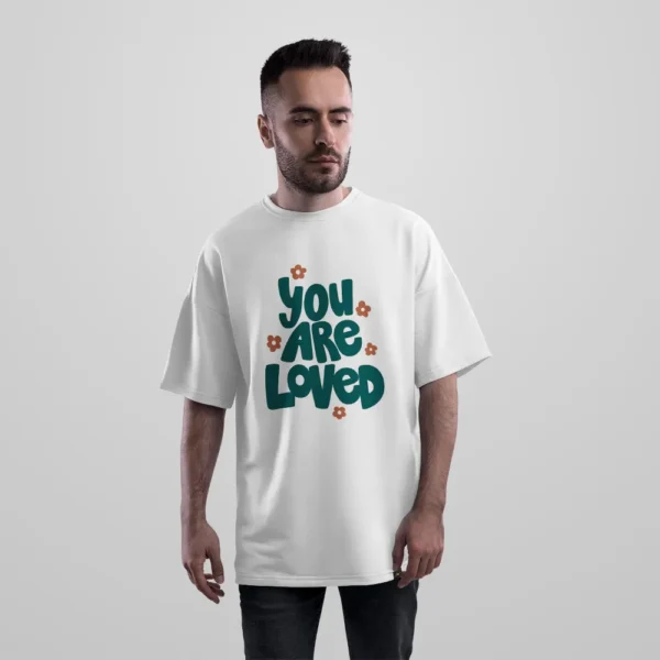 تیشرت اورسایز نوشته تو دوست‌داشتنی هستی (You Are Loved) کد po6027