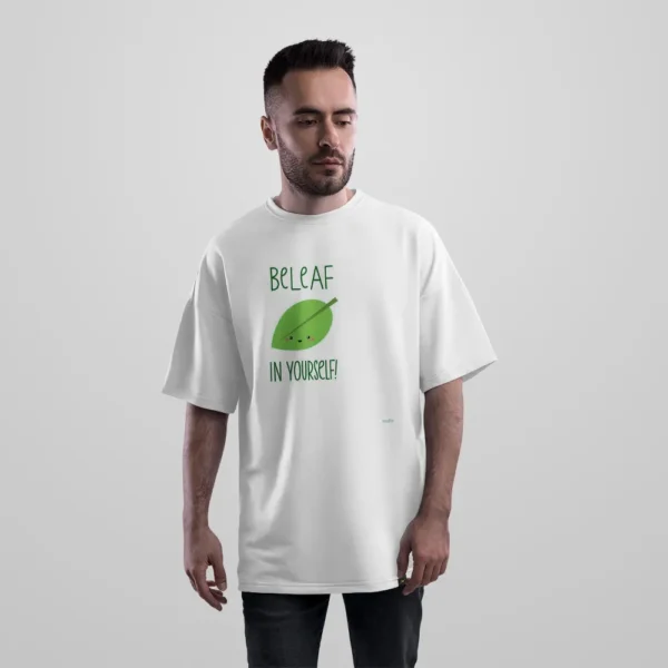 تیشرت اورسایز انگیزشی طرح Beleaf In Yourself کد po6355