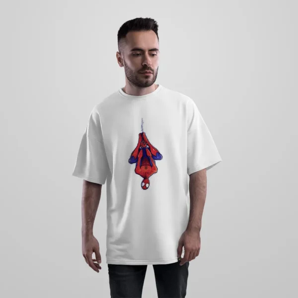 تیشرت اورسایز مرد عنکبوتی طرح آویزان (Spider-Man) کد po6564
