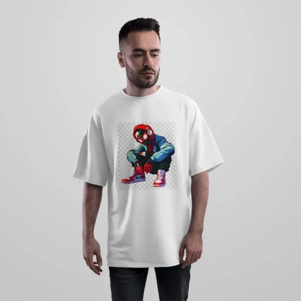 تیشرت اورسایز مرد عنکبوتی طرح مایلز مورالز (Miles Morales) کد po6631
