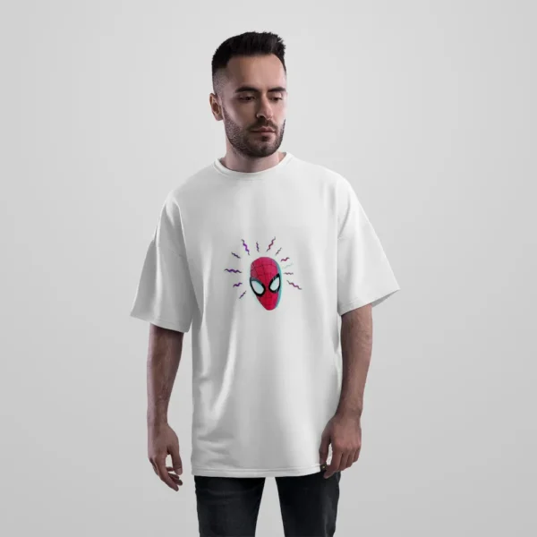 تیشرت اورسایز مرد عنکبوتی طرح ماسک رترو (Spider-Man) کد po6634