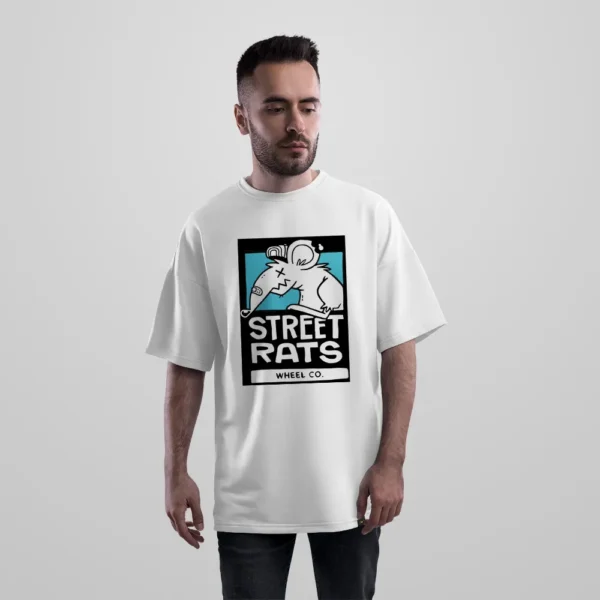 تیشرت اورسایز اسکیت‌برد طرح موش خیابانی (Street Rats) کد po6744