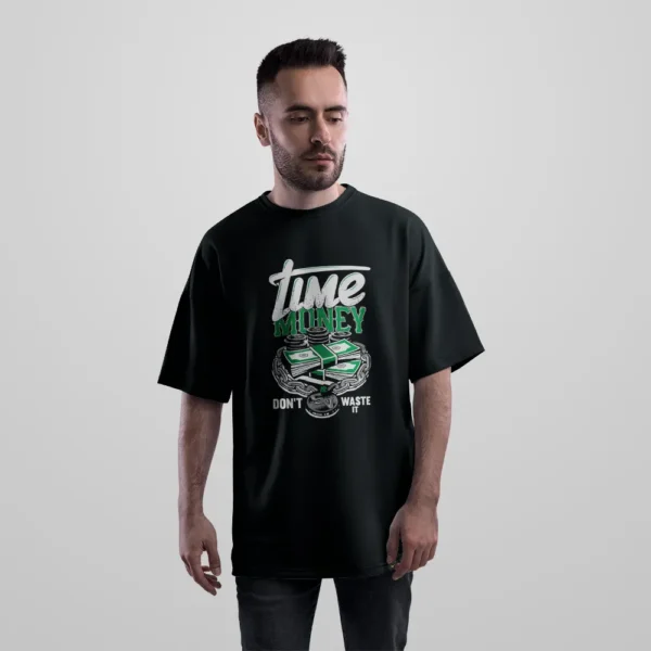 تیشرت اورسایز انگیزشی طرح Time Is Money کد po675
