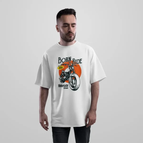 تیشرت اورسایز موتور‌سیکلت طرح متولد برای راندن (Born to Ride) کد po6951