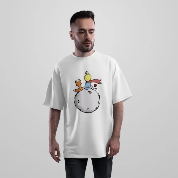 تیشرت اورسایز شازده کوچولو طرح روباه و سیاره (The Little Prince) کد po7203