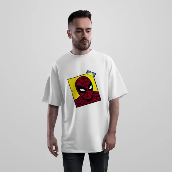 تیشرت اورسایز مرد عنکبوتی طرح چهره کمیک (Spider-Man) کد po7204