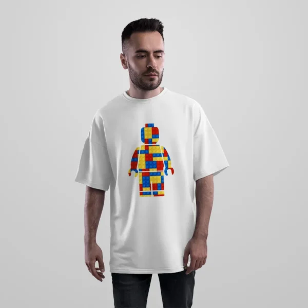 تیشرت اورسایز لگو طرح آدمک بلوکی رنگی (LEGO) کد po7331
