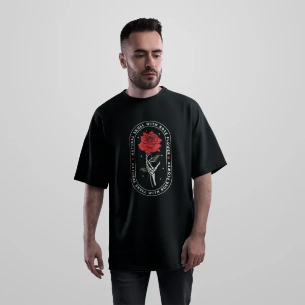 تیشرت اورسایز گل رز طرح نوشته Don't Fool with a Rose کد po736