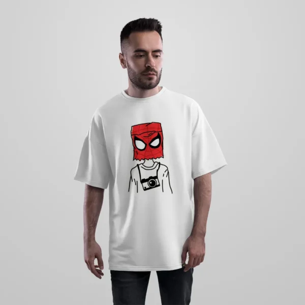 تیشرت اورسایز مرد عنکبوتی طرح دوربین عکاسی (Spider-Man) کد po7365