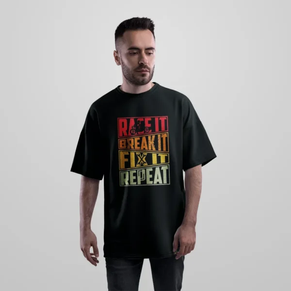 تیشرت اورسایز موتورسواری طرح Ride It Break It Fix It Repeat کد po7509
