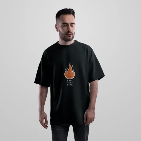 تیشرت اورسایز تایپوگرافی انگیزشی Find Your Fire کد po7632