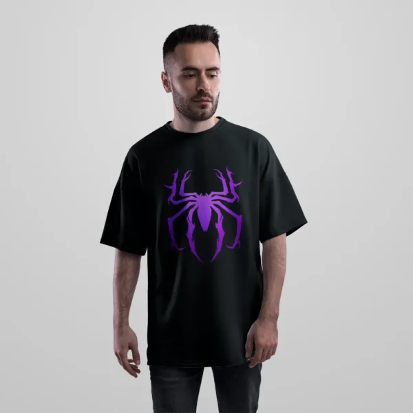 تیشرت اورسایز مرد عنکبوتی طرح نماد بنفش (Spider-Man) کد po7672