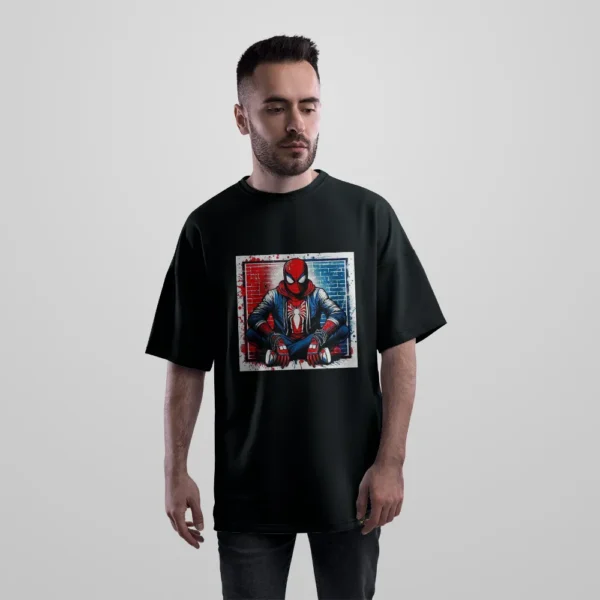 تیشرت اورسایز مرد عنکبوتی طرح هودی گرافیتی (Spider-Man) کد po7674