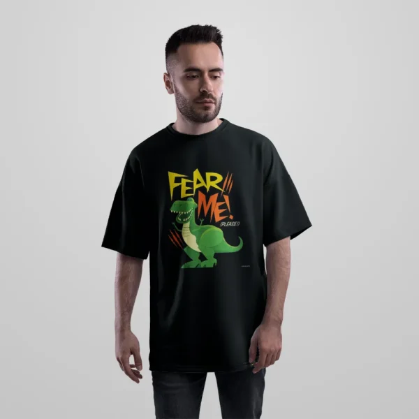 تیشرت اورسایز دایناسور طرح Fear Me Please کد po7878