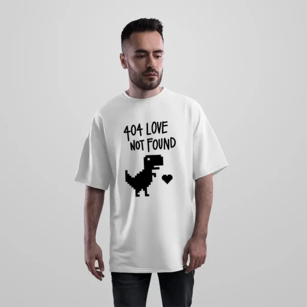 تیشرت اورسایز عاشقانه طنز طرح 404 Love Not Found کد po843