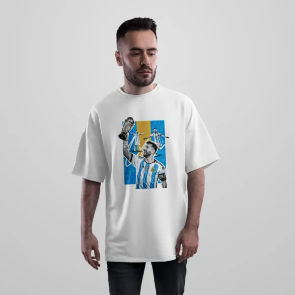 تیشرت اورسایز لیونل مسی طرح قهرمانی آرژانتین (Lionel Messi) کد po961
