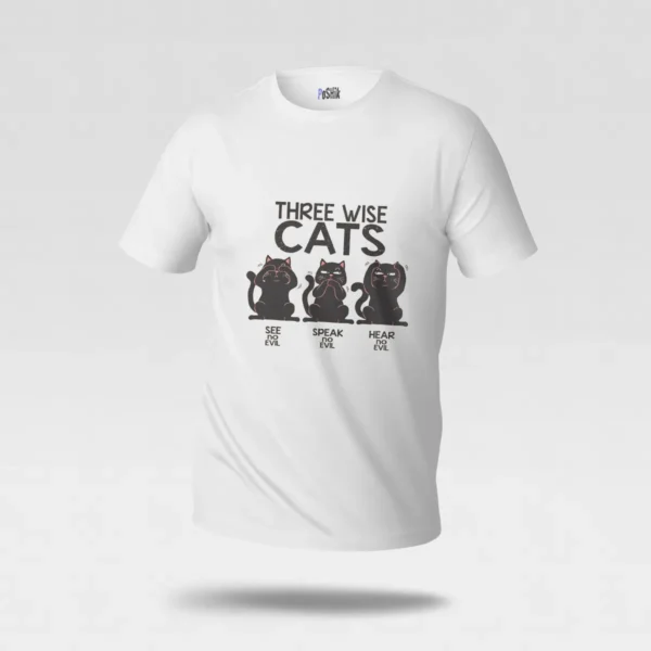تیشرت گربه طرح سه گربه دانا (Three Wise Cats) کد po137