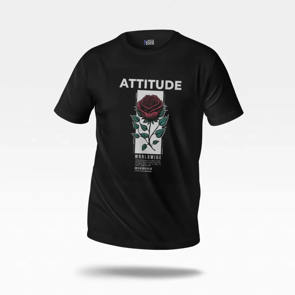 تیشرت جمجمه و گل رز طرح Attitude کد po1418