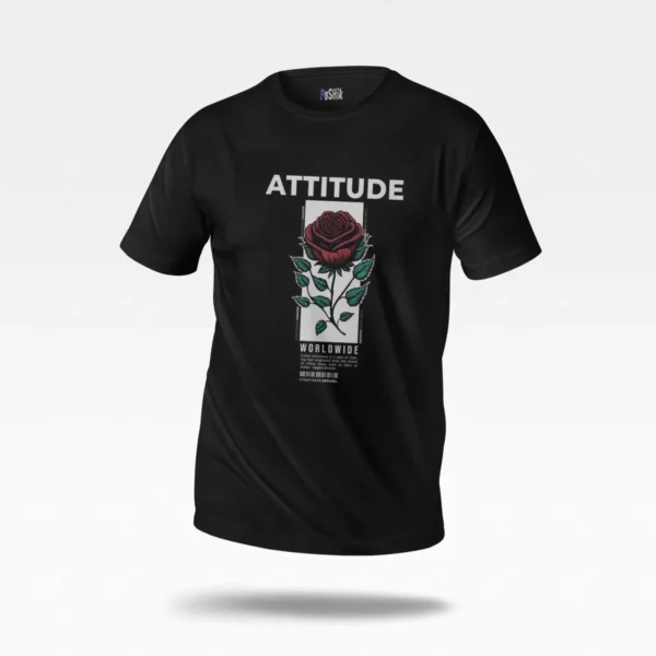 تیشرت جمجمه و گل رز طرح Attitude کد po1418