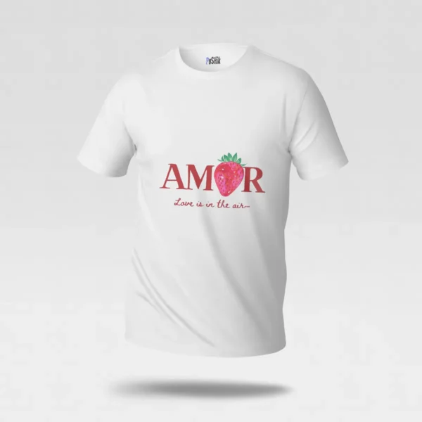 تیشرت عاشقانه طرح Amor با توت‌فرنگی کد po1459