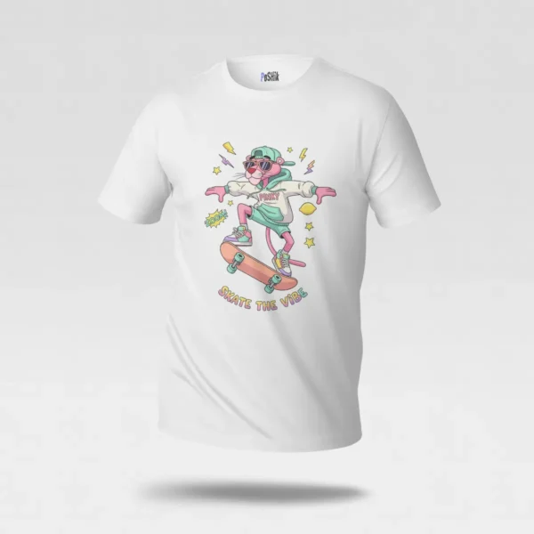 تیشرت پلنگ صورتی طرح اسکیت‌بورد (Pink Panther) کد po1616