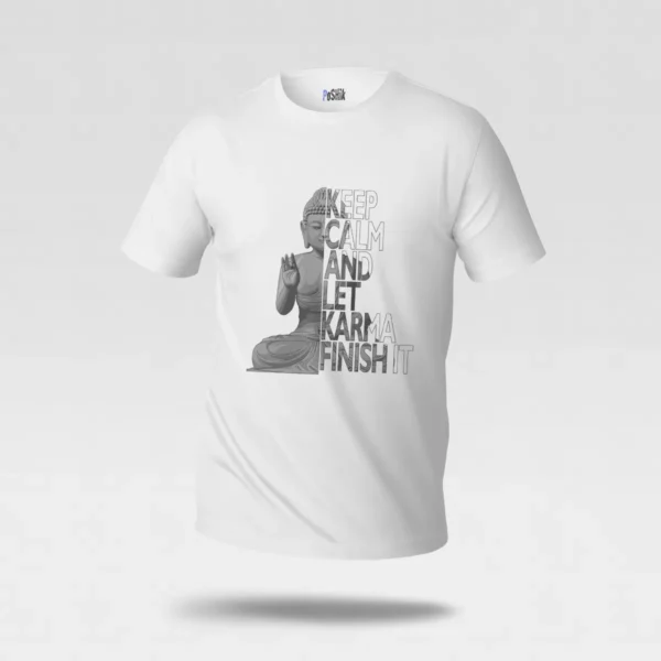 تیشرت بودا طرح Keep Calm and Let Karma Finish It کد po1896