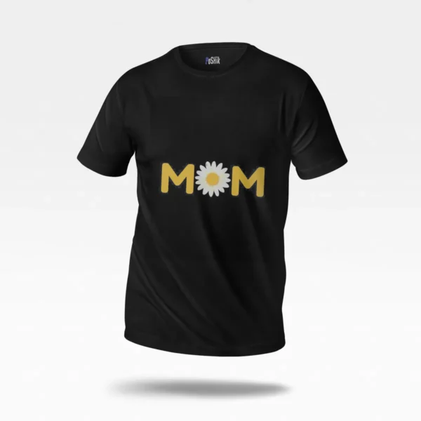 تیشرت روز مادر طرح نوشته MOM و گل بابونه کد po2067