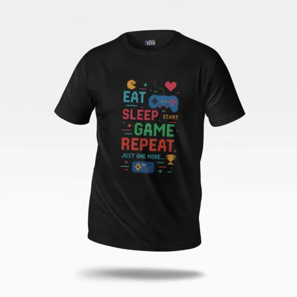 تیشرت گیمینگ طرح Eat Sleep Game Repeat کد po2326