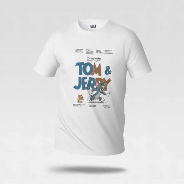 تیشرت تام و جری طرح تایپوگرافی رترو (Tom and Jerry) کد po2488