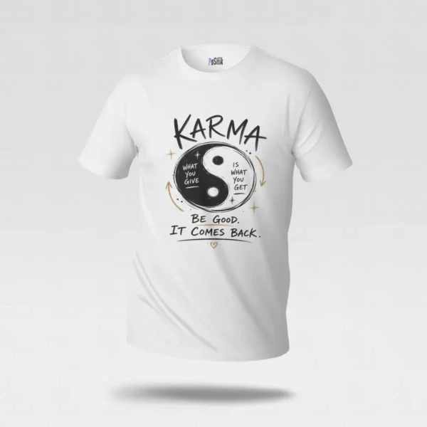تیشرت تایپوگرافی Karma با نماد یین و یانگ کد po2560