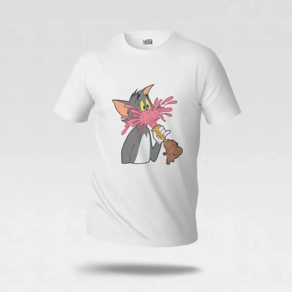 تیشرت تام و جری طرح شوخی کارتونی کلاسیک (Tom and Jerry) کد po2638
