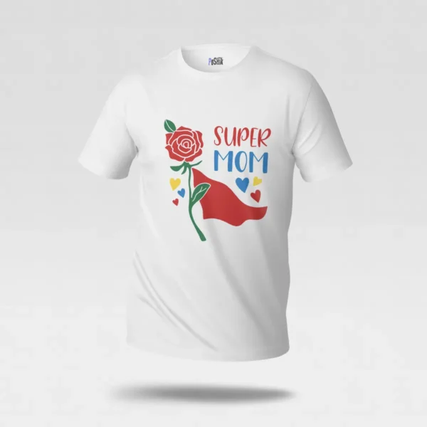 تیشرت مادر طرح Super Mom با گل رز کد po2778