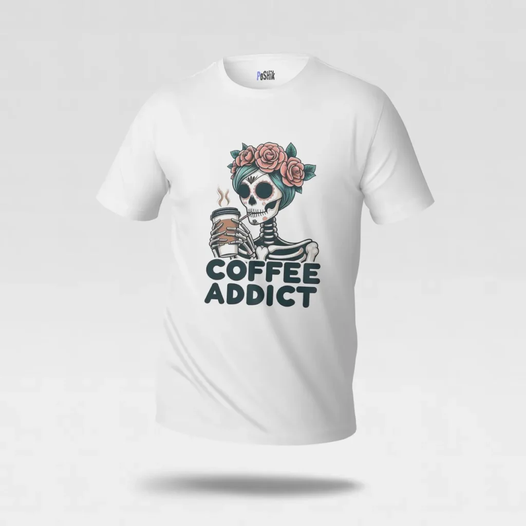تیشرت اسکلت طرح Coffee Addict کد po2830