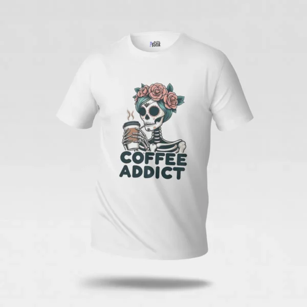 تیشرت اسکلت طرح Coffee Addict کد po2830