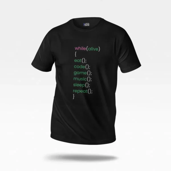 تیشرت برنامه‌نویسی طرح چرخه زندگی کدنویس (Coding) کد po2835