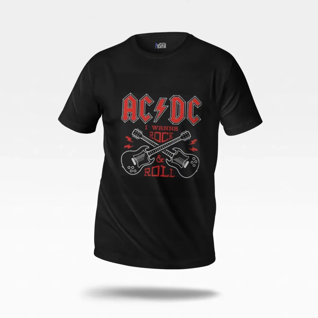 تیشرت گروه ای‌سی دی‌سی طرح Rock and Roll (AC/DC) کد po3257