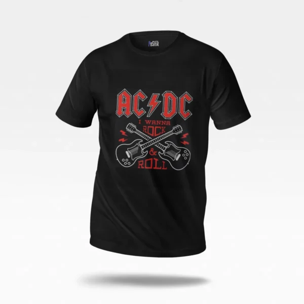 تیشرت گروه ای‌سی دی‌سی طرح Rock and Roll (AC/DC) کد po3257
