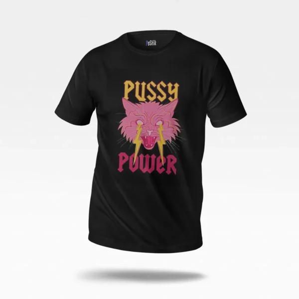 تیشرت گربه طرح Pussy Power رترو کد po3284