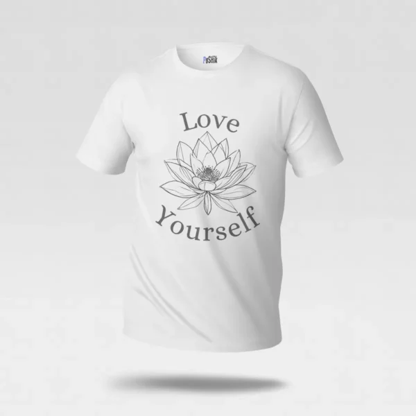 تیشرت گل نیلوفر طرح Love Yourself کد po3414