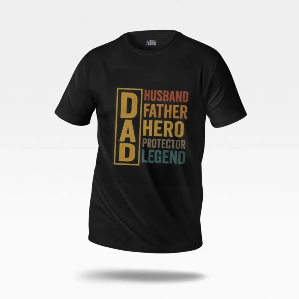 تیشرت روز پدر طرح Dad Husband Father Hero کد po3764