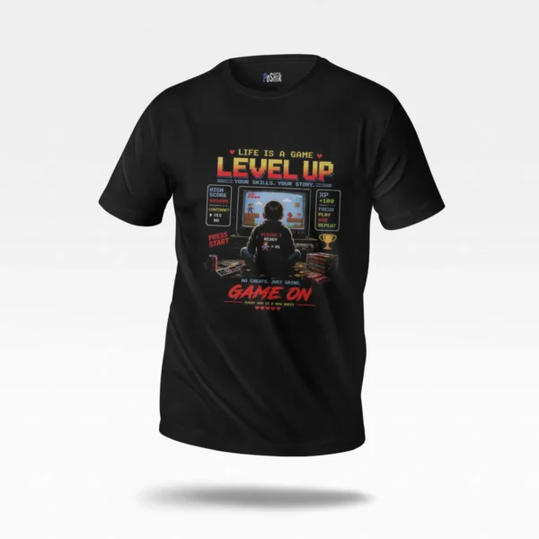 تیشرت گیمینگ طرح Level Up Game On کد po3839