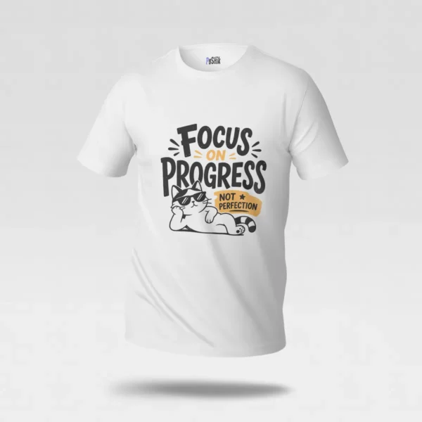 تیشرت گربه انگیزشی طرح Focus on Progress کد po3884