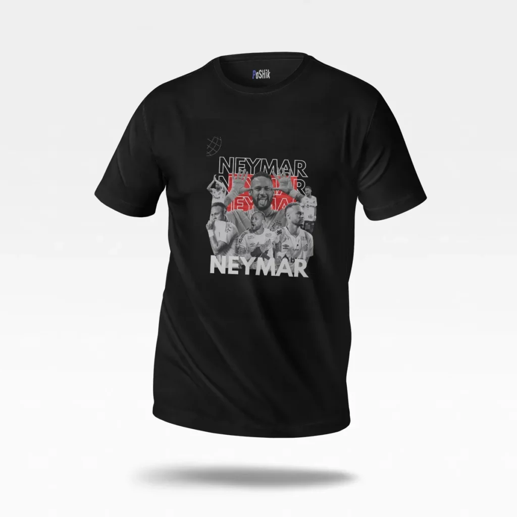 تیشرت نیمار طرح فوتبالی سیاه‌وسفید (Neymar) کد po4150