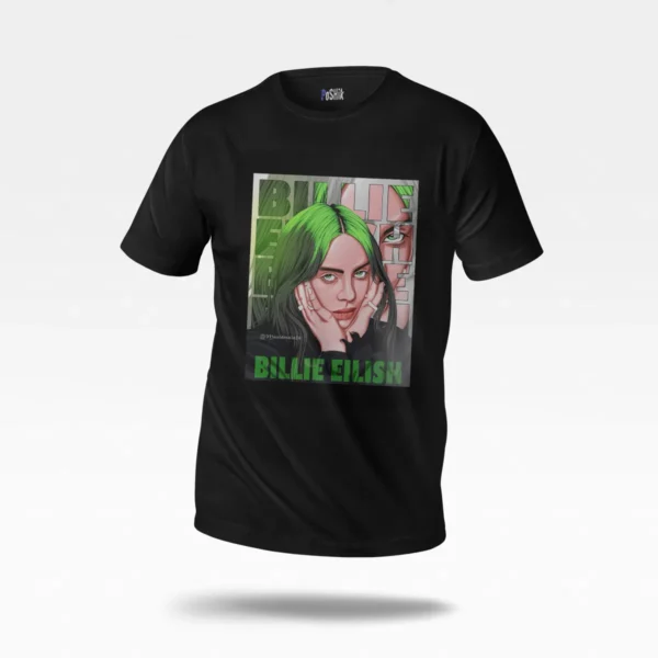 تیشرت بیلی آیلیش طرح پرتره سبز (Billie Eilish) کد po4384