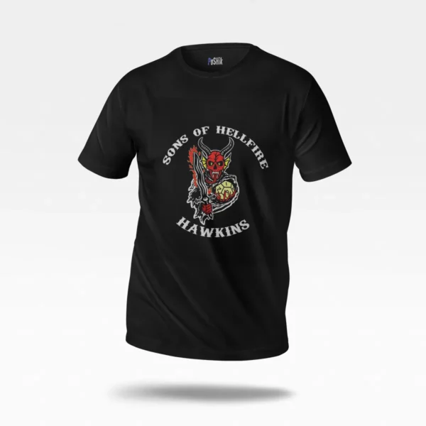 تیشرت سریال چیزهای عجیب طرح Sons of Hellfire کد po4415
