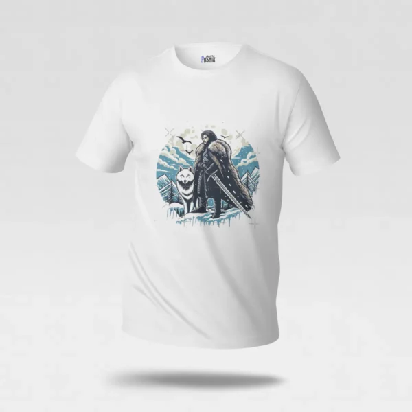 تیشرت گیم آف ترونز طرح جان اسنو و گرگ (Jon Snow) کد po5559