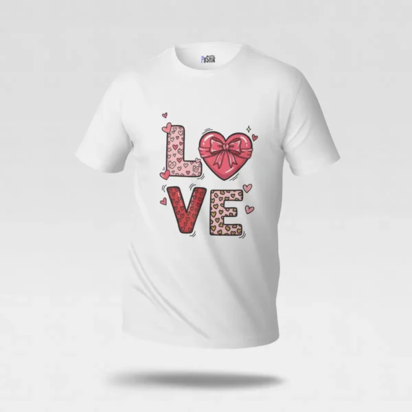 تیشرت تایپوگرافی Love با طرح قلب کد po5657