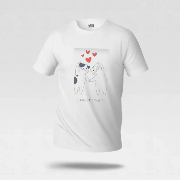 تیشرت گربه‌های عاشق طرح Sweet Love کد po5795