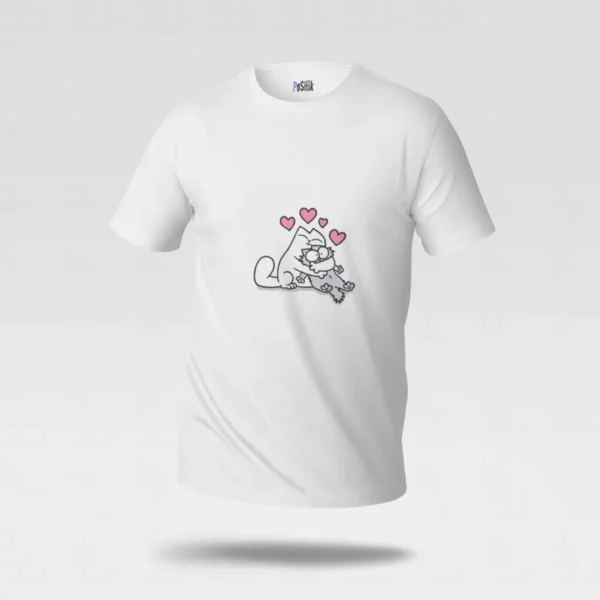 تیشرت گربه عاشق طرح دسته‌گل کد po5811