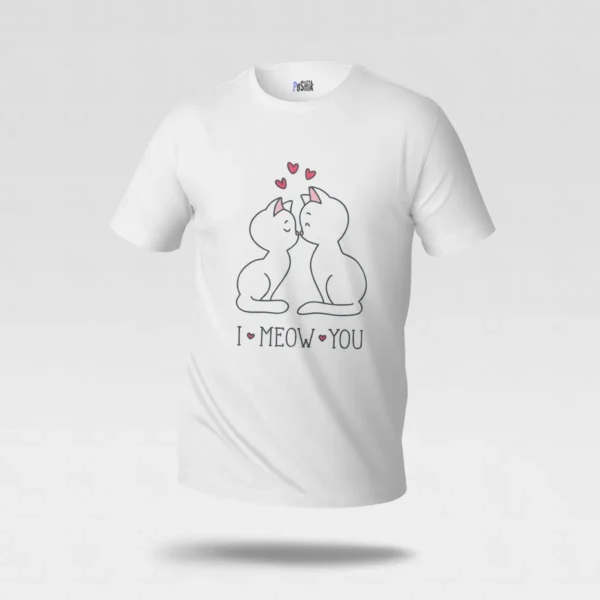تیشرت گربه‌های عاشق طرح I Meow You کد po6226